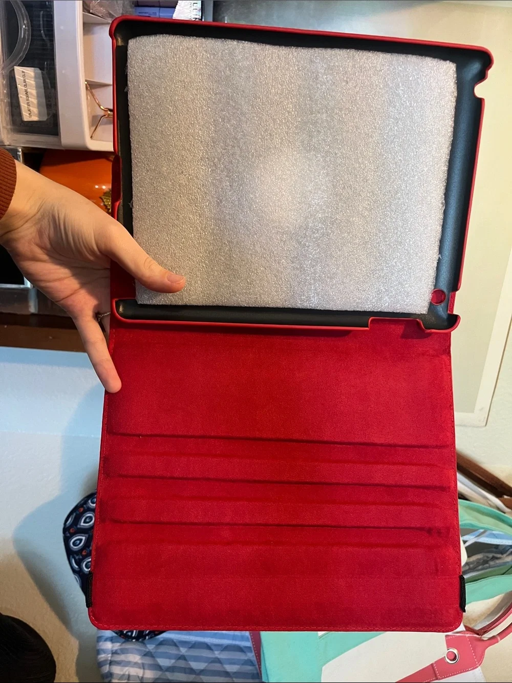 Red Tablet with Stand Folio Case with Elastic Strap